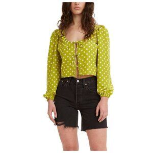 Levi’s Embry Green Floral Tie-Front Long Sleeve Top sz L